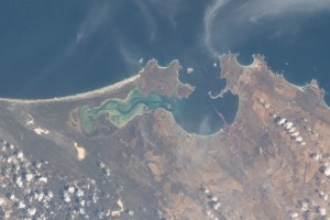 iss070e022200 (Nov. 4, 2023) -- Located northwest of Cape Town, Saldanha Bay flushes into the Atlantic Ocean in Southern Africa. The International Space Station soared 265 miles above as this image was taken.