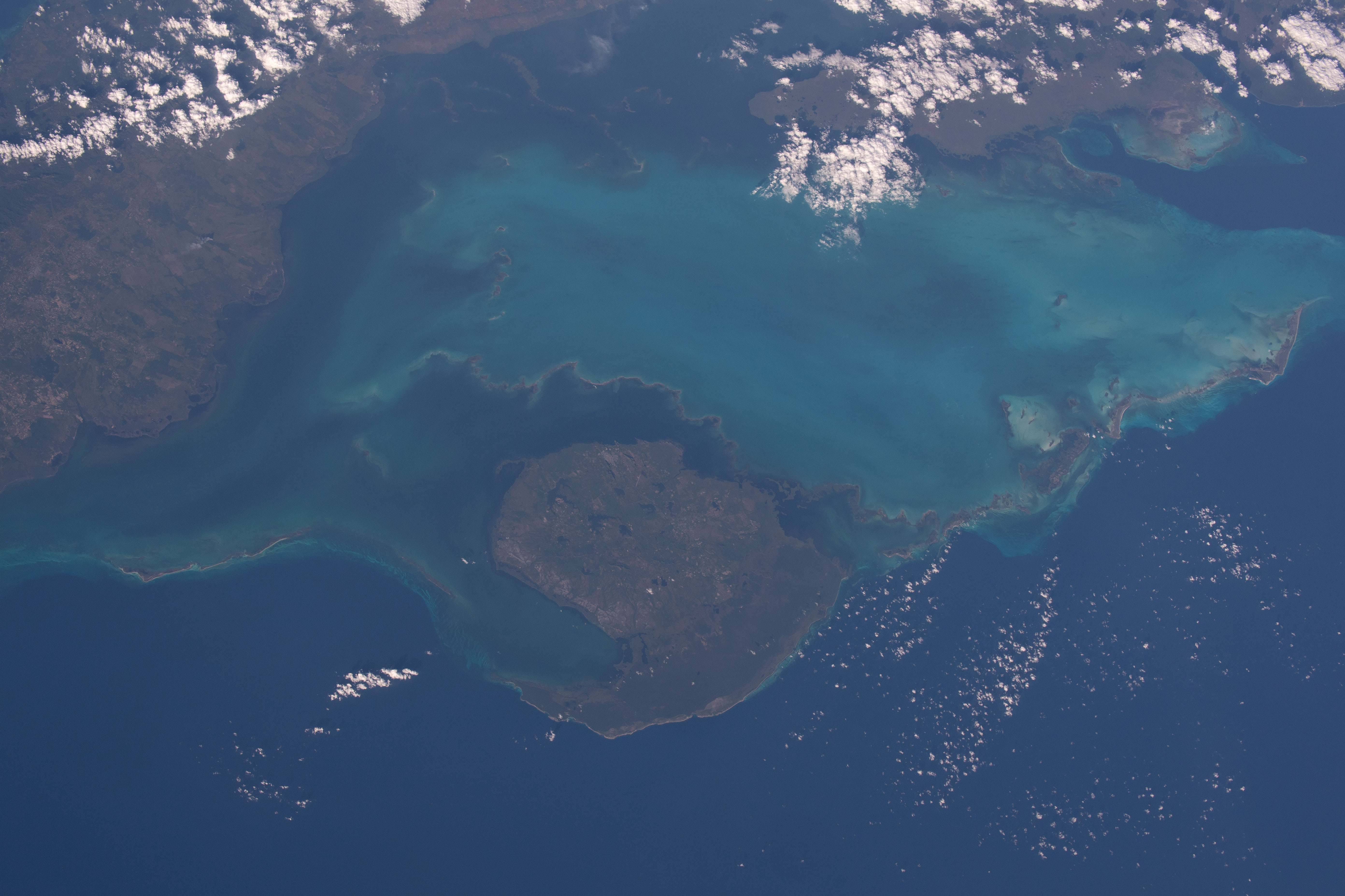 iss070e029032 (Nov. 20, 2023) -- Isla de la Juventud, the second-largest island in Cuba, is seen from the International Space Station as it orbited roughly 260 miles above.