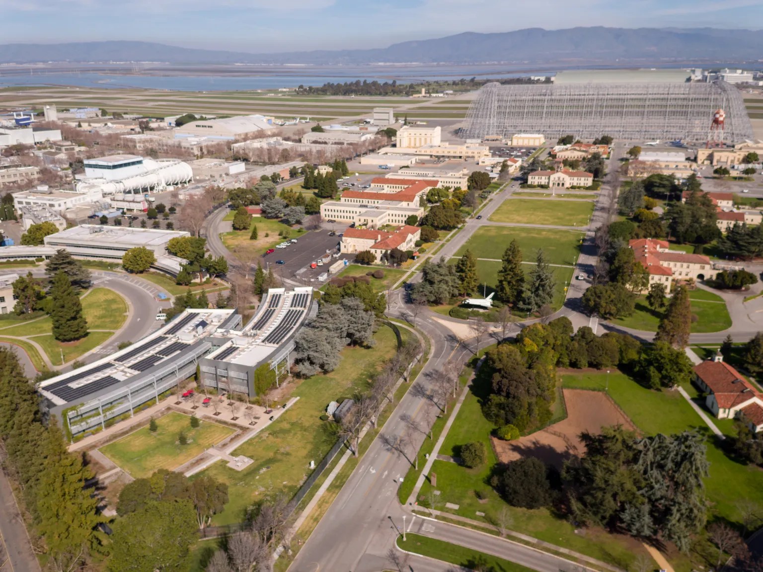 Aerial view of NASA Research Park, Moffett Field