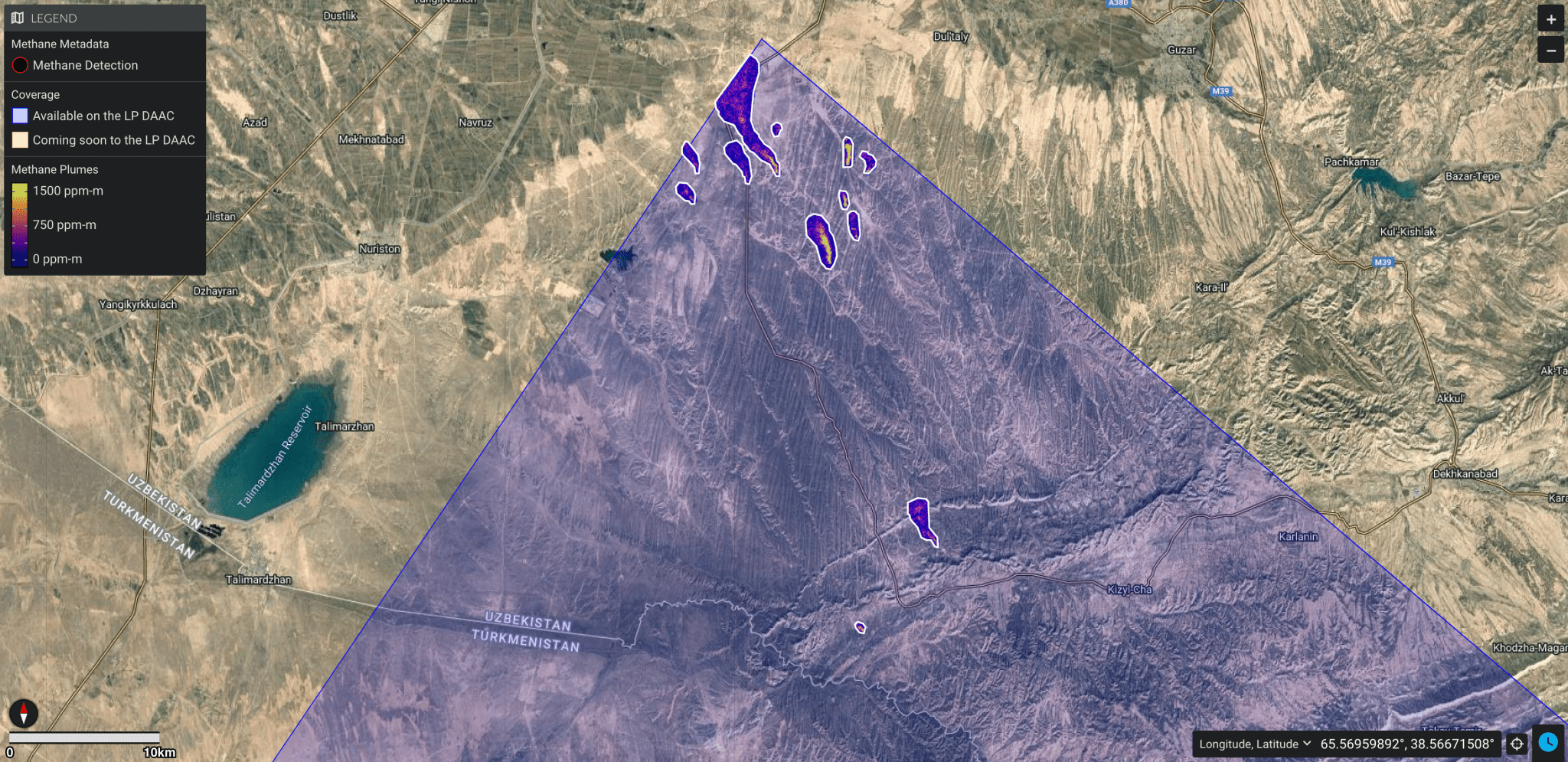 EMIT identified a cluster of 12 methane plumes