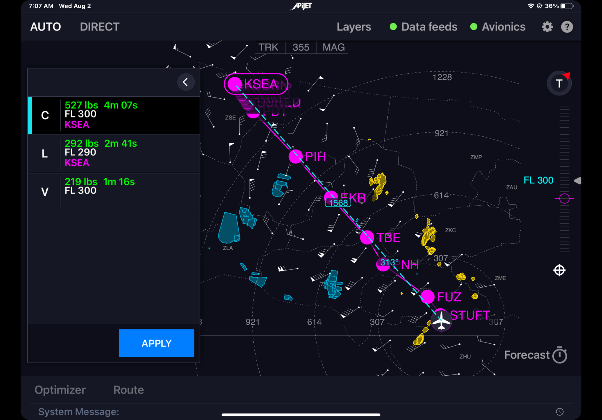 A screenshot of the APiJET Digital Winglets software.