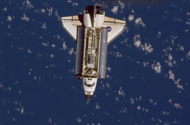 This view of the Space Shuttle Endeavour approaching the International Space Station (ISS) was taken by one of the Expedition 1 crew members onboard the station.
