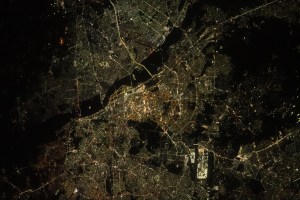 The city lights of Delhi, India, the second most populated city in the world estimated to be 32.9 million, are pictured from the International Space Station as it orbited 257 miles above the subcontinental nation. At lower right, is the well-lit Indira Gandhi International Airport.