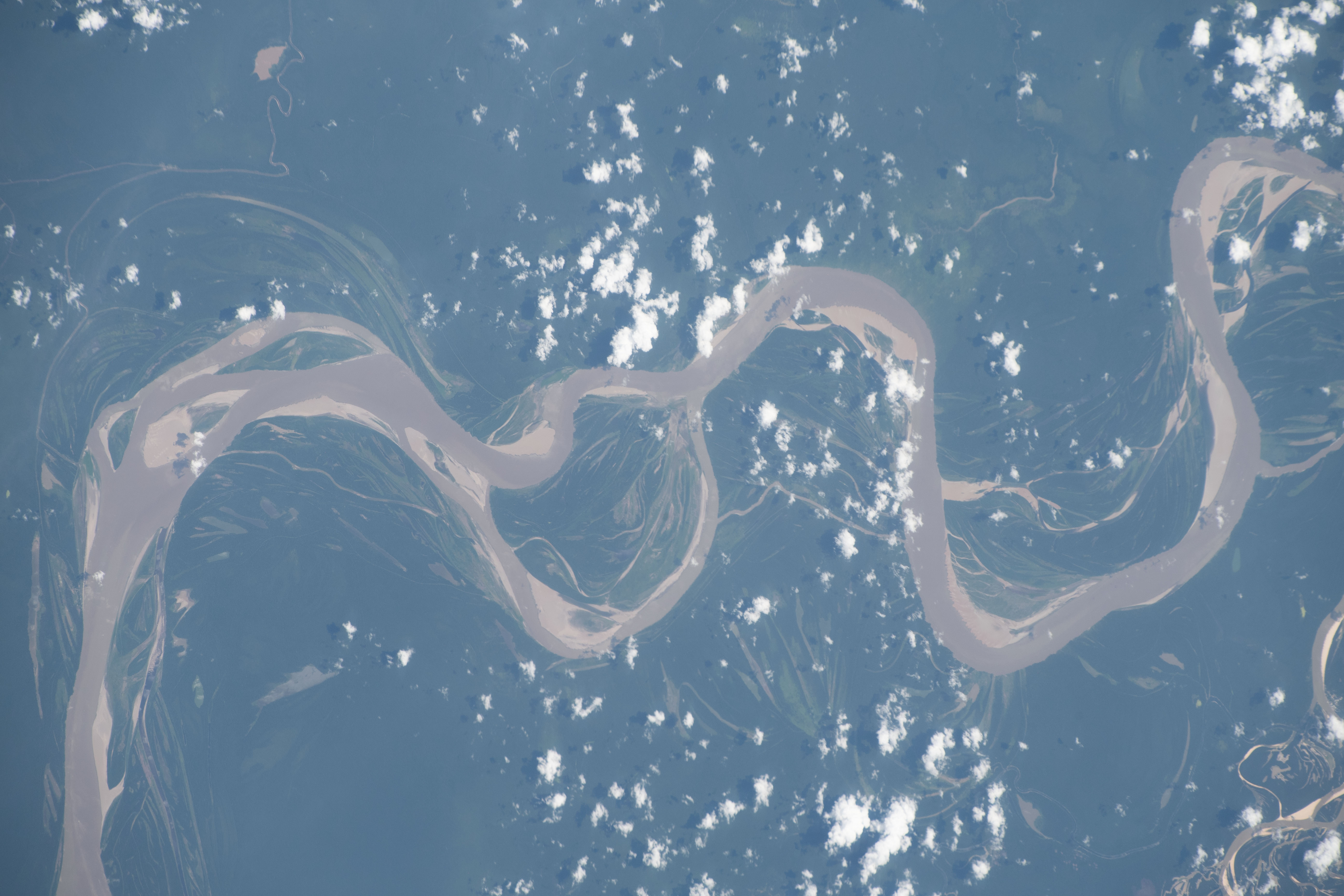 A portion of the Amazon River in northwestern Brazil is pictured from the International Space Station as it orbited 260 miles above.