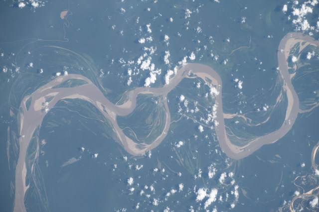 A portion of the Amazon River in northwestern Brazil is pictured from the International Space Station as it orbited 260 miles above.