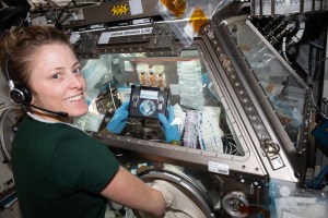 NASA astronaut and Expedition 70 Flight Engineer Loral O'Hara treats brain cell-like samples inside the Kibo laboratory module's Life Science Glovebox aboard the International Space Station. She was processing the samples for the Cerebral Ageing space biology study that is exploring the degenerative processes of brain cells. Results may provide insights into accelerated ageing symptoms seen in space and neurodegenerative diseases experienced on Earth.