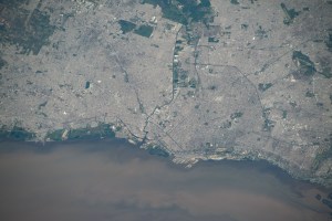 Buenos Aires, Argentina, and its surrounding suburbs on the Rio de la Plata, are pictured from the International Space Station as it orbited 266 miles above the South American nation.