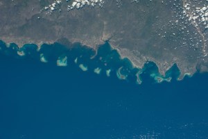 The Quirimbas Islands off the northeastern coast of Mozambique in the Indian Ocean are pictured from the International Space Station as it orbited 262 miles above the African nation.