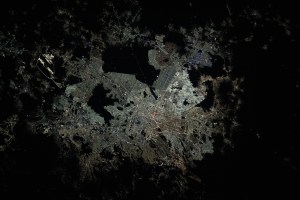 The night lights of Mexico City, the capital and largest city of Mexico with a population of 9.2 million, are pictured from the International Space Station as it orbited 260 miles above the central American nation. At far left, the well-lit Felipe Ángeles International Airport is easily observable from low-Earth orbit. The large, dark area at center top, is Lake Texcoco Ecological Park. The dark area just below, is the Sierra de Guadalupe mountain range.