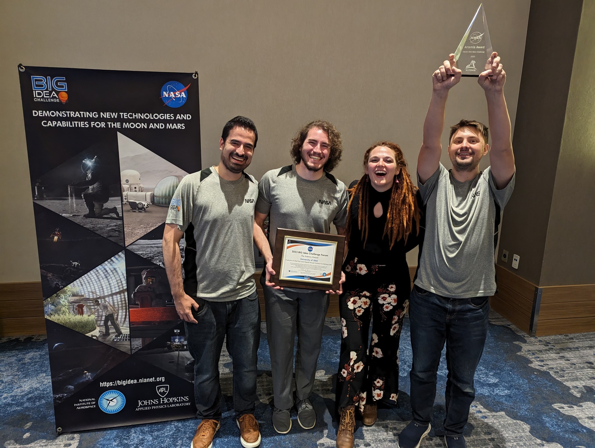 The University of Utah team, partnering with Powder Metallurgy Research Laboratory, earned the Artemis Award, which represents top honors in the 2023 BIG Idea Challenge.