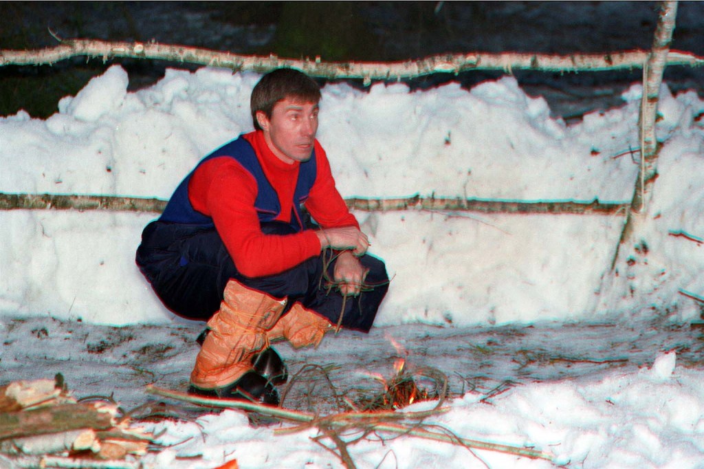 Cosmonaut Sergei Krikalev, flight engineer for the first crew that will live aboard the International Space Station, participates in Soyuz winter survival training in March 1998 near Star City, Russia. The first station crew, also called the Expedition 1 crew, is commanded by U.S. Astronaut Bill Shepherd and also includes Cosmonaut Yuri Gidzenko as Soyuz Commander.