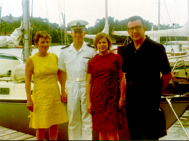 Shepherd’s mother, Barbara, Bill, his sister Barbara and father George, at Annapolis at the conclusion of Shepherd’s “plebe summer” in 1967.