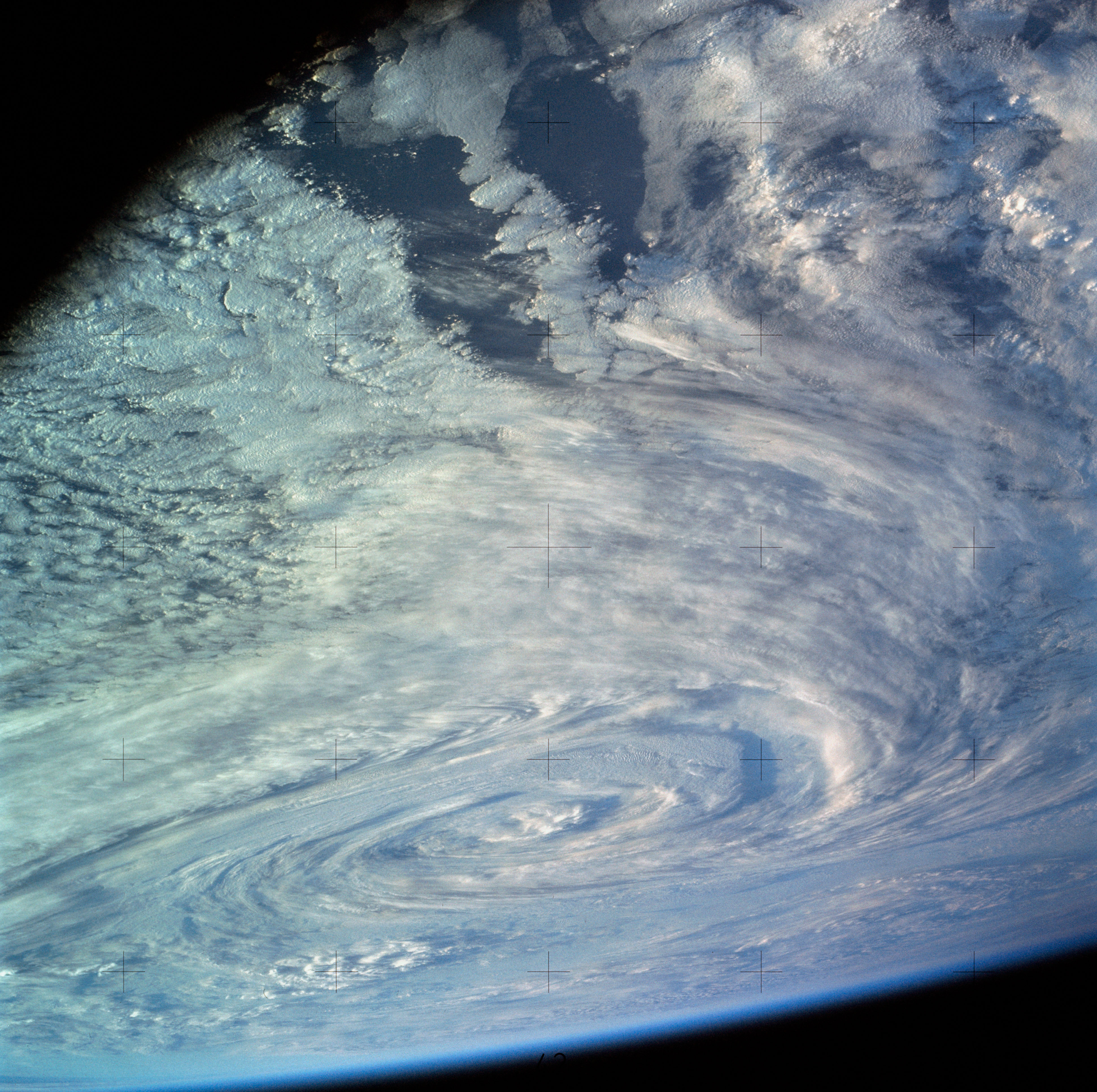 Crew handheld photograph of a cyclone in the South Pacific
