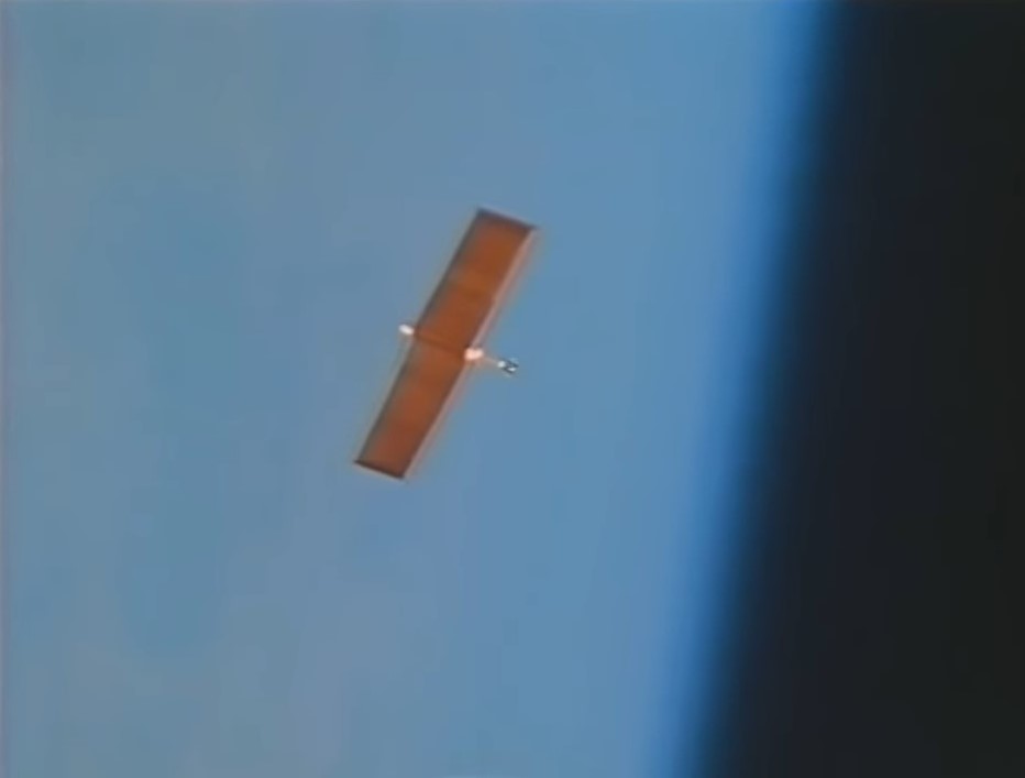 The solar array drifting away from space shuttle Endeavour