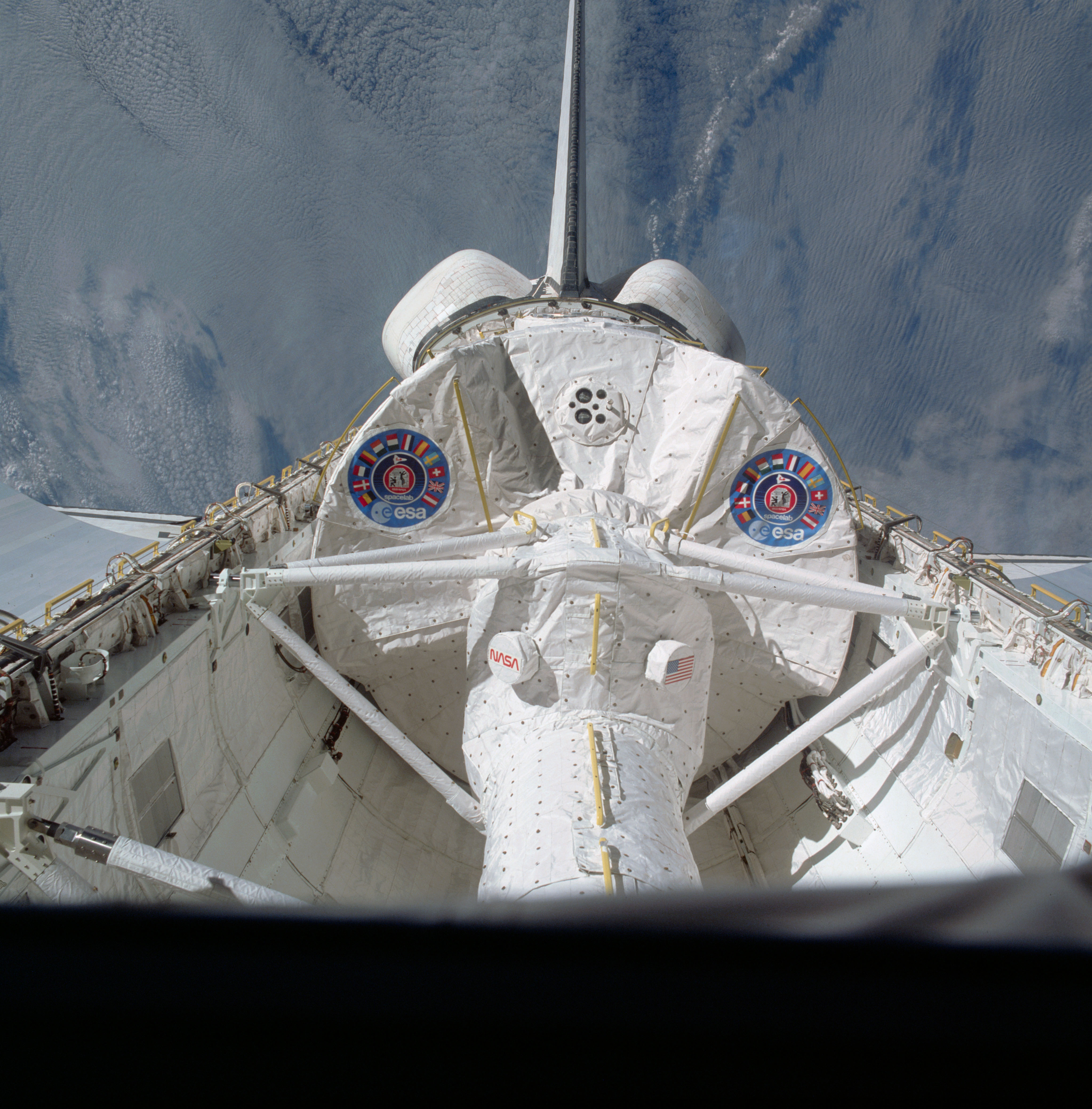 View of the Spacelab module in the shuttle’s payload bay