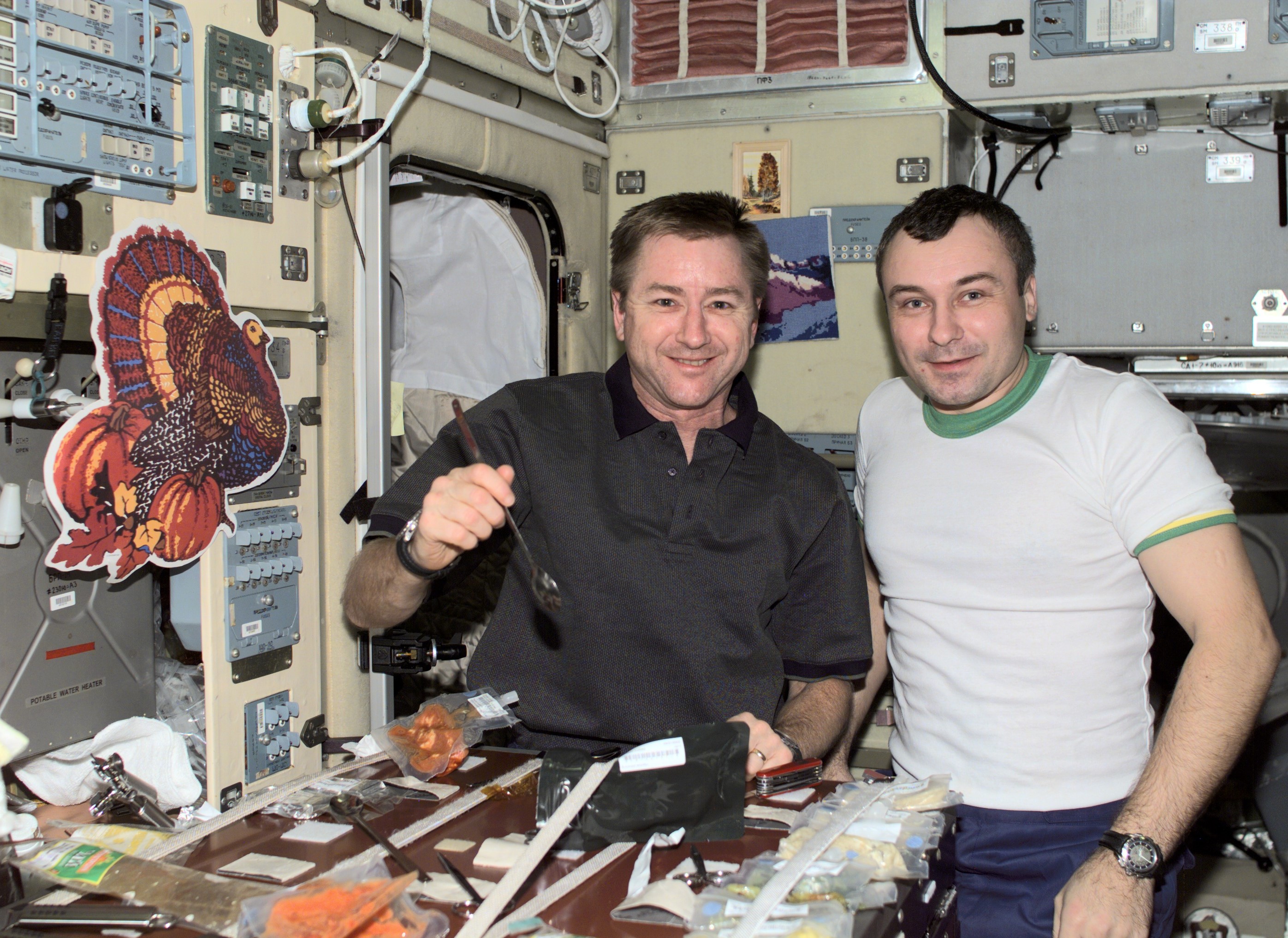 NASA astronaut Frank L. Culbertson, left, and Vladimir N. Dezhurov of Roscosmos