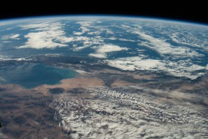iss070e033928 (Nov. 29, 2023) -- As the International Space Station orbited 260 miles above Phoenix, AZ, NASA astronaut Jasmin Moghbeli captured this image of the Gulf of California, situated between the Baja California Peninsula and mainland Mexico. Scattered clouds hang low over land and the bright blue waters of the Pacific Ocean.
