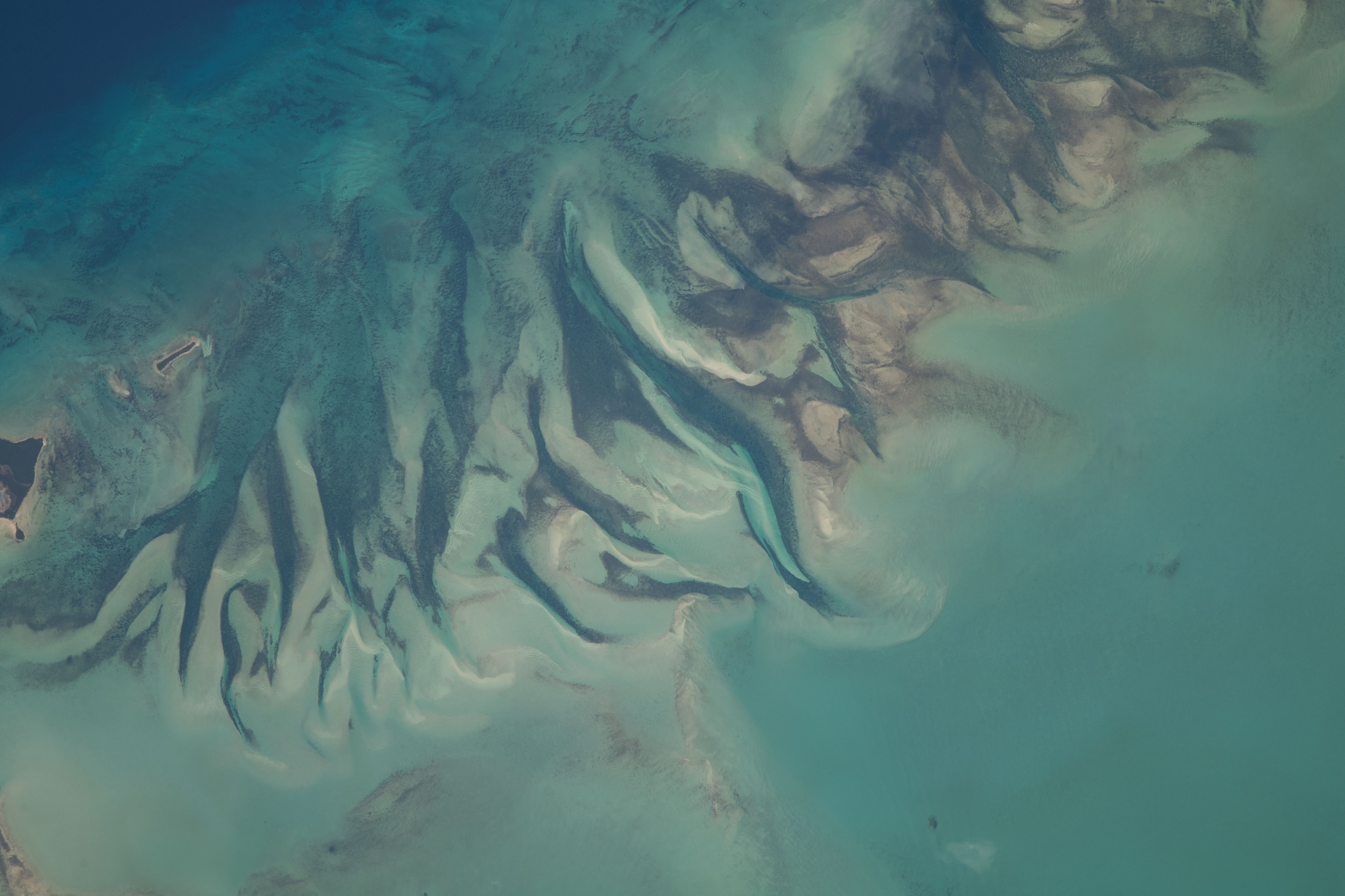 A portion of The Bahamas off the Atlantic coast of Florida is pictured from the International Space Station as it orbited 262 miles above.