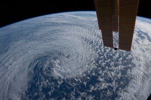 A storm in the southeast Pacific Ocean near the central coast of Chile is pictured from the International Space Station as it orbited 268 miles above.