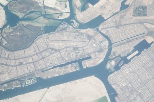Abu Dhabi, the capital of the United Arab Emirates, is pictured from the International Space Station as it orbited 262 miles above the Persian Gulf.