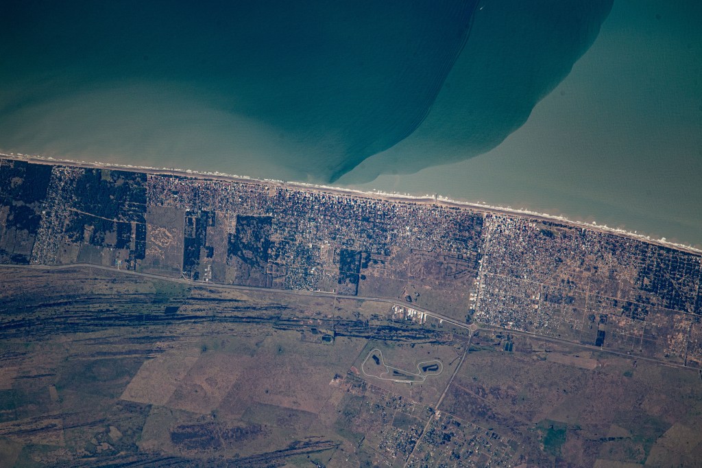 Mar de Ajo, a coastal city in the Argentinian province of Buenos Aires, is pictured from the International Space Station as it orbited 267 miles above the Rio de la Plata in the South American continent.