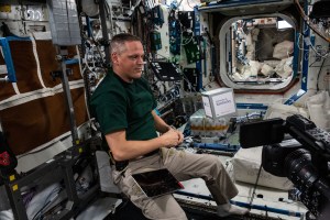 NASA astronaut and Expedition 67 Flight Engineer Bob Hines activates a CubeLab Satellite to validate a new attitude control technology for small satellites. The experimental device, designed by the University of Kentucky in partnership with TangoLab, was launched to the International Space Station aboard Northrop Grumman's Cygnus space freighter.