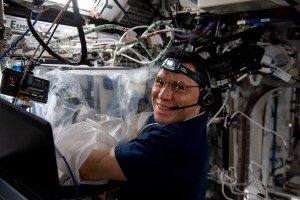 NASA astronaut and Expedition 69 Flight Engineer Frank Rubio uses a glovebag to perform research activities inside the Columbus laboratory module's BioFabrication Facility (BFF). The BFF is a research platform to print organ-like tissues and begin proving the viability of fabricating human organs in space.