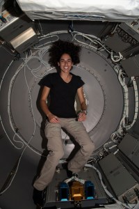 NASA astronaut and Expedition 69 Flight Engineer Jasmin Moghbeli is pictured inside the NanoRacks Bishop airlock located on the port side of the International Space Station's Tranquility module. Bishop is a commercial doorway that can be robotically removed and attached to Tranquility and enables larger payloads to be moved inside and outside the station.