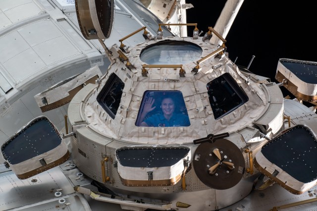 ESA (European Space Agency) astronaut and Expedition 67 Flight Engineer Samantha Cristoforetti is pictured looking out from a window on the cupola, the International Space Station's "window to the world." The astronauts use the seven-windowed cupola to monitor the arrival of spaceships at the orbiting lab and view the Earth below.