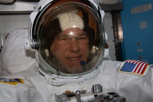 NASA astronaut and Expedition 69 Flight Engineer Stephen Bowen is pictured trying on his Extravehicular Mobility Unit, or spacesuit, and testing it ahead of a spacewalk planned for Friday, April 28. Bowen, along with UAE (United Arab Emirates) astronaut Sultan Alneyadi, will spend about six-and-a-half hours in the vacuum of space continuing to upgrade the International Space Station’s power generation system readying the orbiting lab for its next set of roll-out solar arrays.
