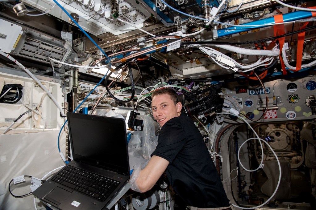 NASA astronaut and Expedition 69 Flight Engineer Woody Hoburg performs research activities using the Columbus laboratory module's BioFabrication Facility (BFF). The BFF is a research platform to print organ-like tissues and begin proving the viability of fabricating human organs in space.