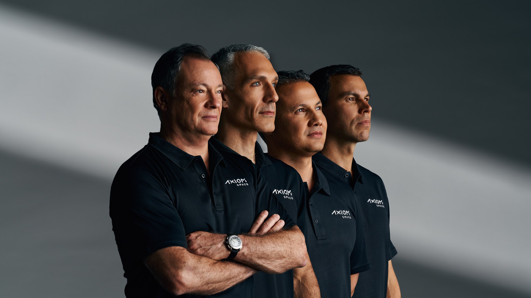 The astronaut crew for Axiom Mission 3 (Ax-3) to the International Space Station. From left to right, Ax-3 crew members are Michael López-Alegría, Axiom Space’s chief astronaut, Walter Villadei, an Italian Air Force colonel and pilot for the mission, Mission Specialist Alper Gezeravci from Türkiye, and ESA project astronaut Marcus Wandt.
