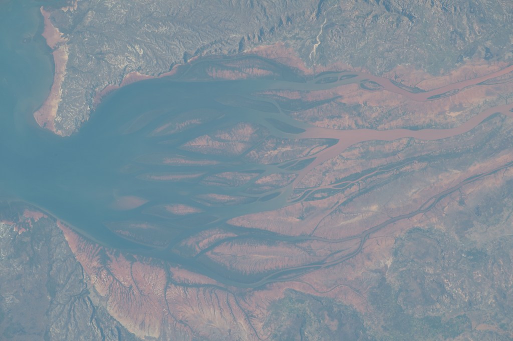The Bombetoka Bay leads into the Mozambique Channel from the island nation of Madagascar in this photograph from the International Space Station as it orbited 262 miles above.