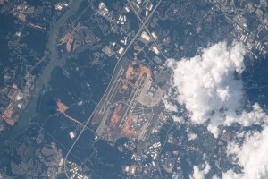 Charlotte Douglas International Airport (CLT), ranked one of the world's busiest airports, is pictured as the International Space Station orbited 260 miles above.