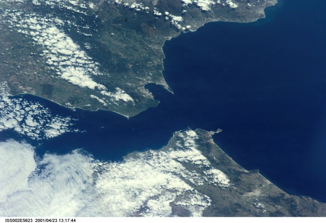ISS002-E-5623 (23 April 2001) --- The Strait of Gibraltar, with part of Spain and all of Gibraltar at upper left and upper center, respectively, and portions of Morocco at bottom, was photographed with a digital still camera by the Expedition Two crew onboard the International Space Station (ISS).