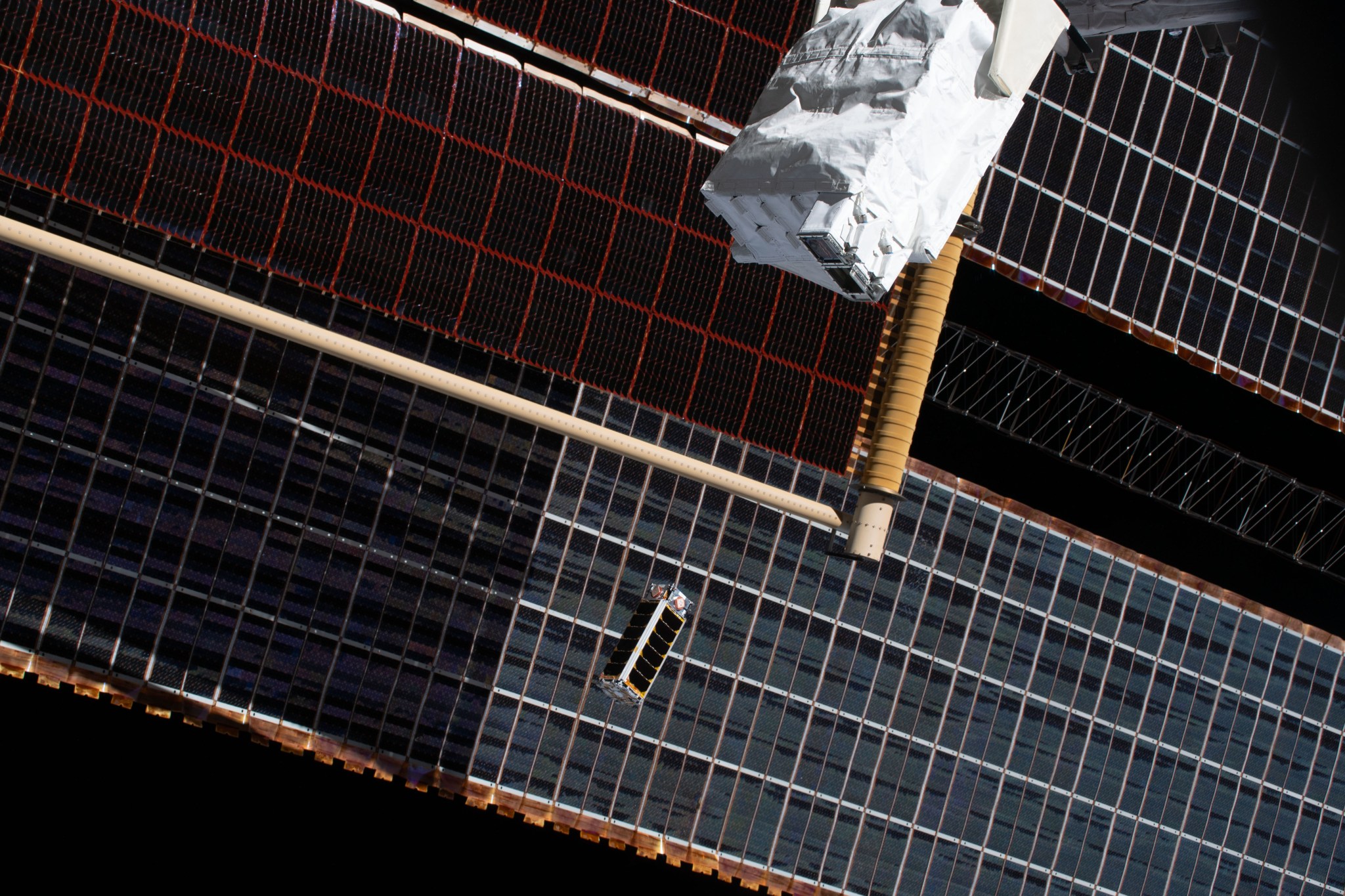 The BEAK CubeSat is deployed from a small satellie deployer in the grips of the Japanese robotic arm attached to the Kibo laboratory module. BEAK, launched to the Interational Space Station aboard the SpaceX Dragon cargo spacecraft, was developed by The University of Tokyo in Kashiwa, Japan, and the Institute of Space and Astronautical Science in Sagamihara, Japan. Its primary mission is to test novel technologies for use in future nano-sized planetary probes.