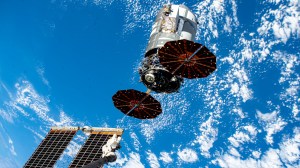 Northrop Grumman's Cygnus space freighter is pictured moments after being released from the Canadarm2 robotic arm. The orbital complex was soaring 259 miles above the Atlantic Ocean near the Canary Islands at the time of this photograph.
