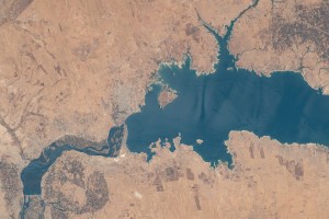 Lake Assad in Syria, a reservoir on the Euphrates River, is pictured from the International Space Station as it orbited 258 miles above the Middle East nation.