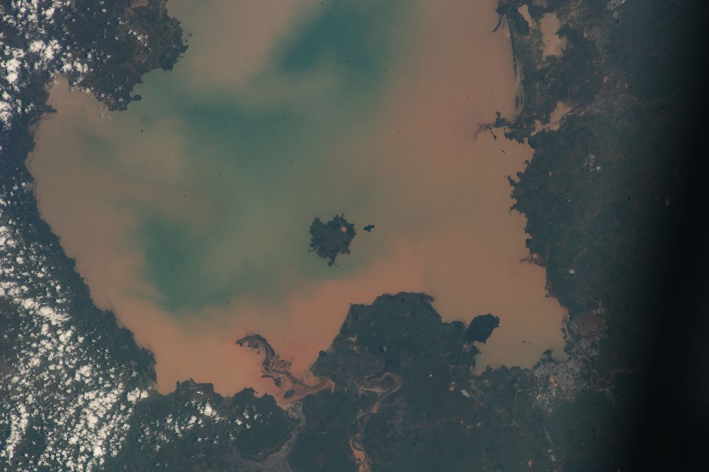 Lake Tana, Ethiopia's largest lake, and Dek Island are pictured from the International Space Station as it orbited 258 miles above the African nation.