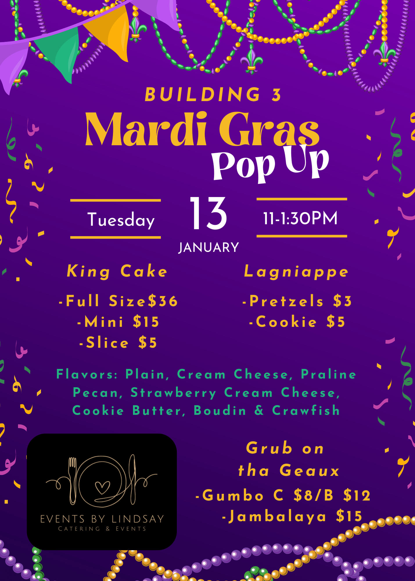 A flyer for Events by Lind