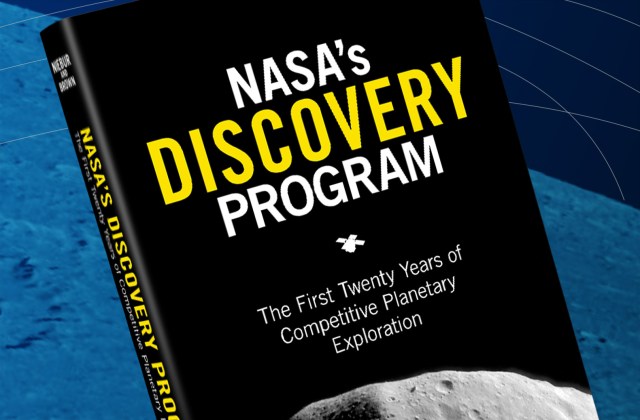 Graphic showing a mockup of the book NASA's Discovery Program