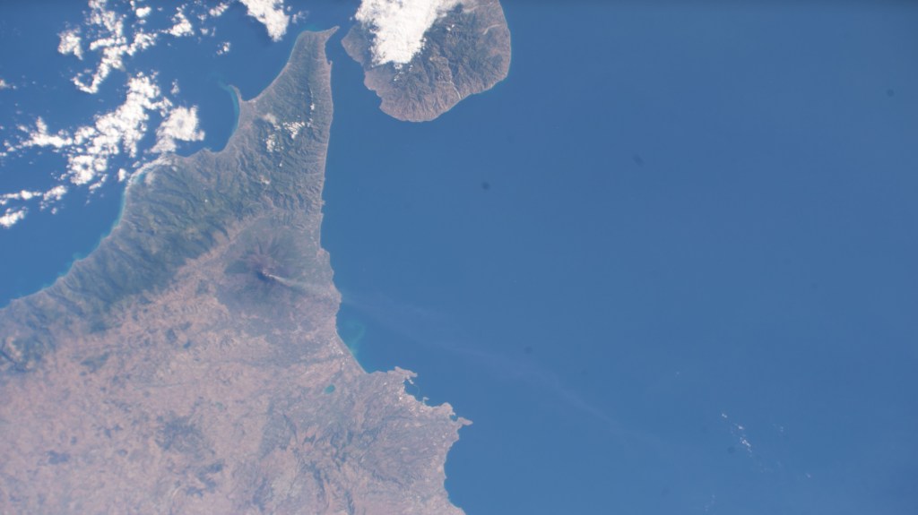 Sicily, the largest Mediterranean island and one of 20 regions of Italy, is photographed from the International Space Station as it orbited 258 miles above.