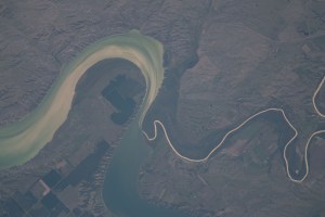 South Dakota's Missouri River and its tributary the White River are pictured from the International Space Station as it orbited 264 miles above North America.