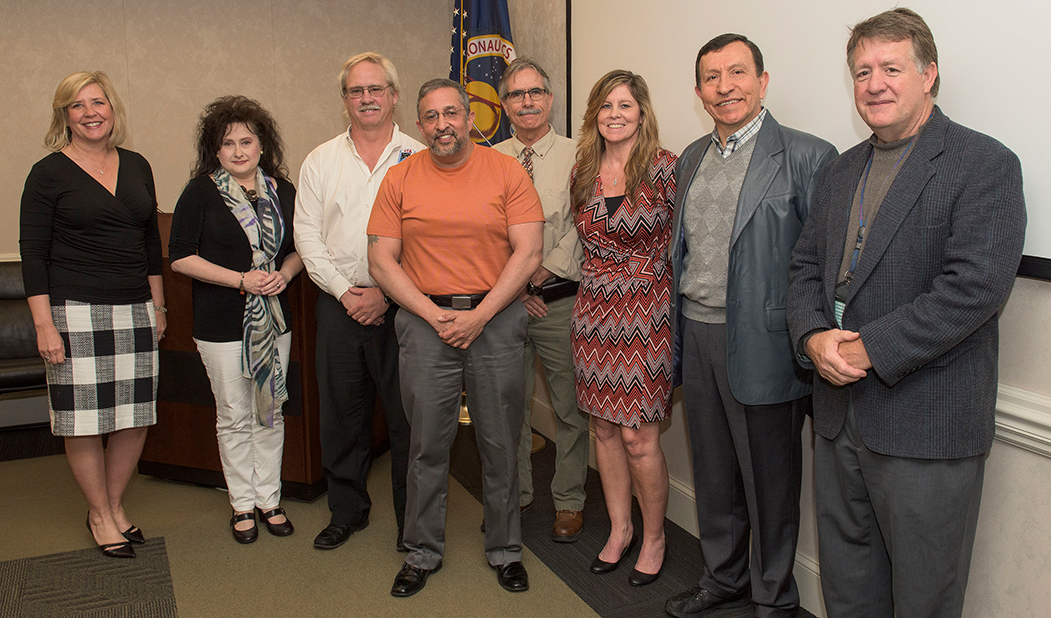 From left: Chief Engineer for Systems Engineering Renee Cox, Joan Presson, Walt McGregor, Vic Alfaro, Van Blankenship, Marjie Davis, Alberto Duarte and Engineering Director Preston Jones. Not pictured: Team member Dave Mobley.