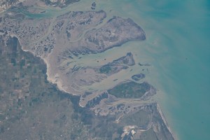 The Bahia Blanca, including the three islands of Bermejo, Trinidad, and Anadna, on the coast of Argentina, are pictured from the International Space Station as it orbited 267 miles above the Atlantic Ocean.