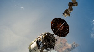 The Cygnus space freighter from Northrop Grumman is pictured moments after its release from the Canadarm2 robotic arm as the International Space Station orbited 262 miles above the Mediterranean Sea near the Spanish island of Mallorca.
