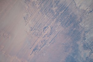 The eroded Aorounga meteorite impact crater, also known as the "Eye of the Desert," in the African nation of Chad is pictured from the International Space Station as it orbited 258 miles above.