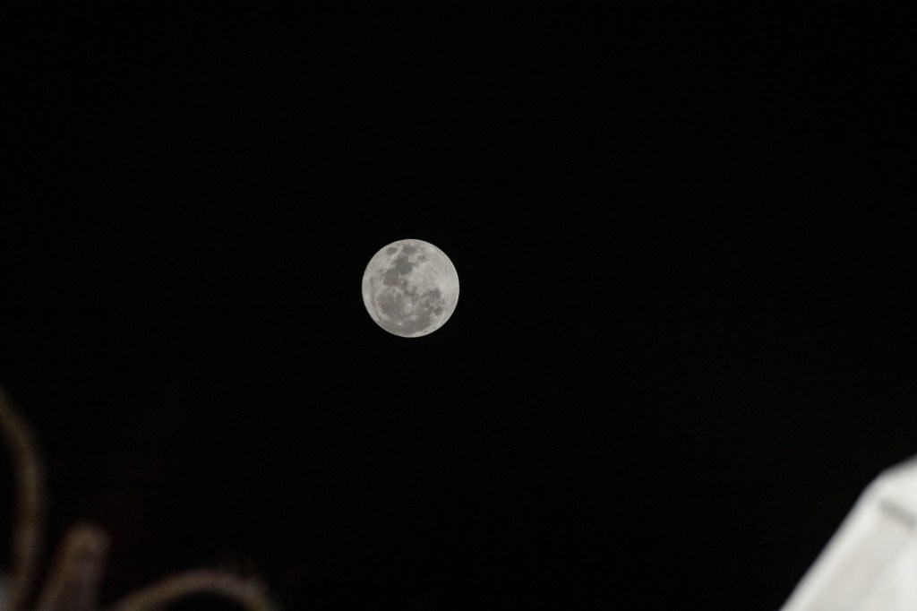 The Full Moon is pictured from the International Space Station as it orbited 261 milies above the Philippine Sea.