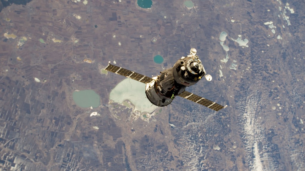 The Soyuz MS-23 crew ship approaches the International Space Station's Prichal docking module after undocking earlier from the Poisk module. Aboard the MS-23 during the 37-minute relocation maneuver were, NASA astronaut Frank Rubio with Roscosmos cosmonauts Sergey Prokopyev and Dmitri Petelin. Both spacecraft were orbiting 263 miles above eastern Kazakhstan at the time of this photograph.