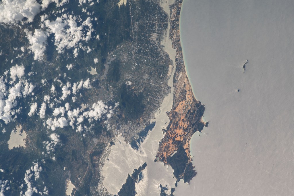 The cities of Cam Lâm and Cam Ranh on the Vietnamese coast of the South China Sea are pictured from the International Space Station as it orbited 258 miles above.